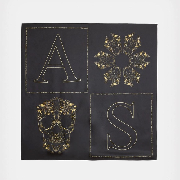 All Saints Accessories - All Saints Black and Gold Scarf